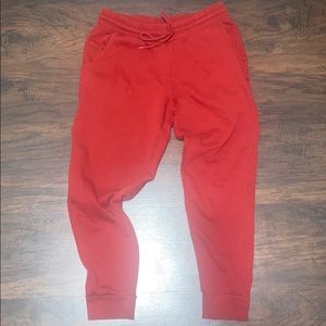 Red sweatpants